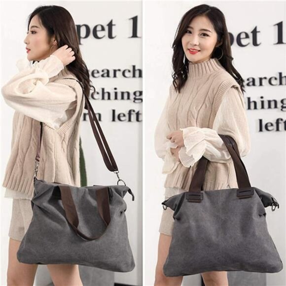 Women's Canvas Tote Bag Shoulder Crossbody Purses Work Travel - Picture 2 of 6